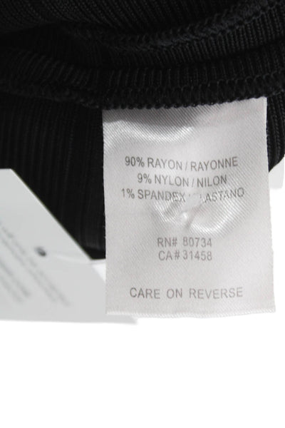 Herve Leger Women Black Bodycon Dress Rayon Zip V Neck Sleeveless Size L