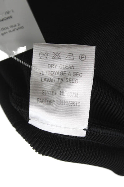 Herve Leger Women Black Bodycon Dress Rayon Zip V Neck Sleeveless Size L