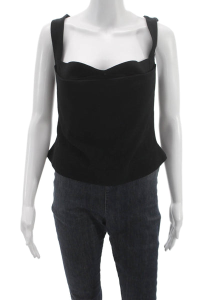 Miaou Women Sweetheart Neckline Sleeveless Camisole Black Polyester Size XL