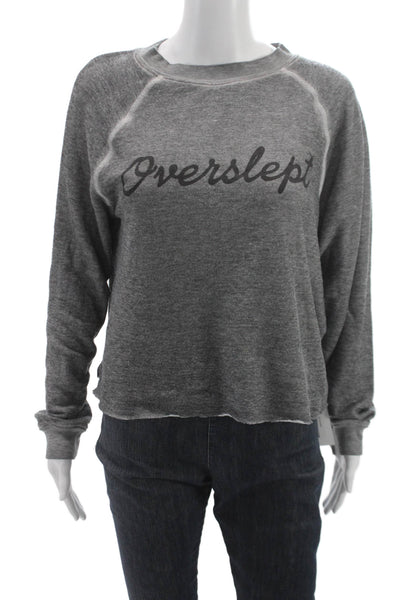 Wildfox Women Pullover Gray Long Sleeve Polyester Crew Neck Size S