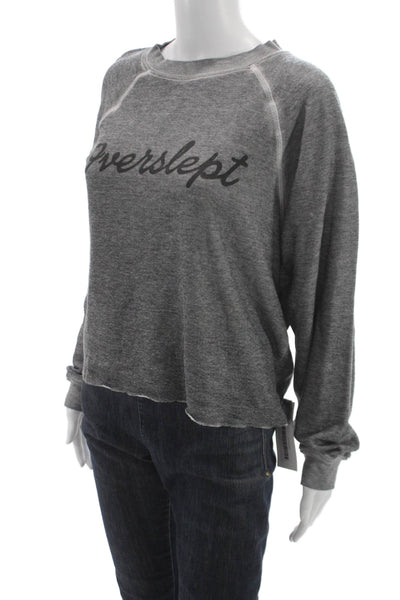 Wildfox Women Pullover Gray Long Sleeve Polyester Crew Neck Size S