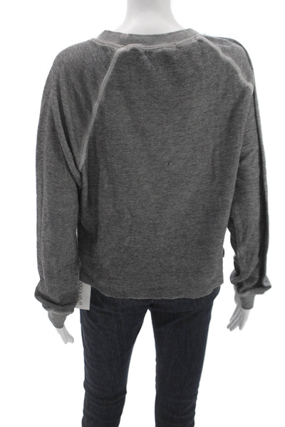 Wildfox Women Pullover Gray Long Sleeve Polyester Crew Neck Size S
