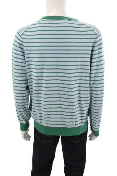 Jack Spade Mens Pullover V-Neck Striped Green 100% Cotton Long Sleeve Size XL