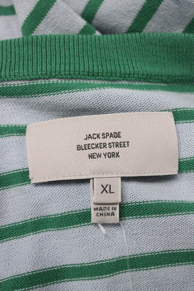 Jack Spade Mens Pullover V-Neck Striped Green 100% Cotton Long Sleeve Size XL