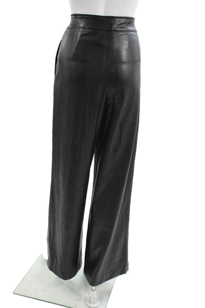 Elie Tahari Womens Dress Pants Faux Leather Black Button Size 4