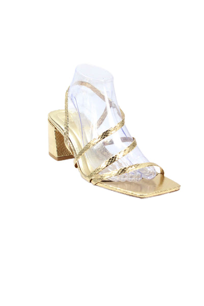 Zara Womens Metallic Strappy Slingback Sandals Gold Size 40 10