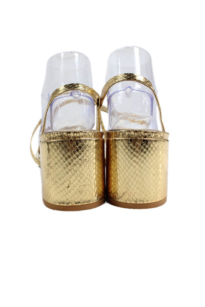 Zara Womens Metallic Strappy Slingback Sandals Gold Size 40 10