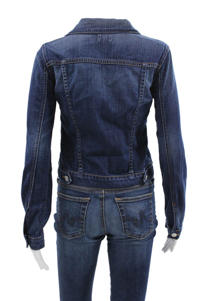Hudson Womens Basic Denim Button Long Sleeve Jacket Solid Blue Size S