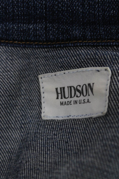 Hudson Womens Basic Denim Button Long Sleeve Jacket Solid Blue Size S