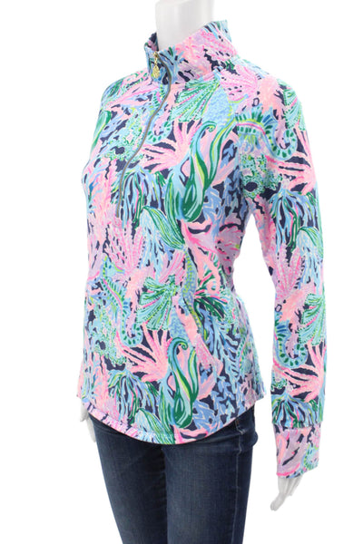 Lily Pulitzer Women Floral Mockneck Pullover Multicolor Long Sleeve Size S
