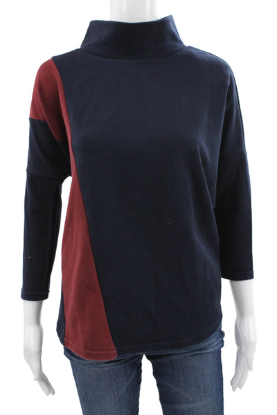 Tuckernuck Womens Basic Modal Colorblock Mock Neck 3/4 Sleeve T-Shirt Size XS