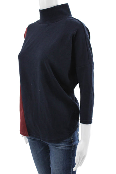 Tuckernuck Womens Basic Modal Colorblock Mock Neck 3/4 Sleeve T-Shirt Size XS