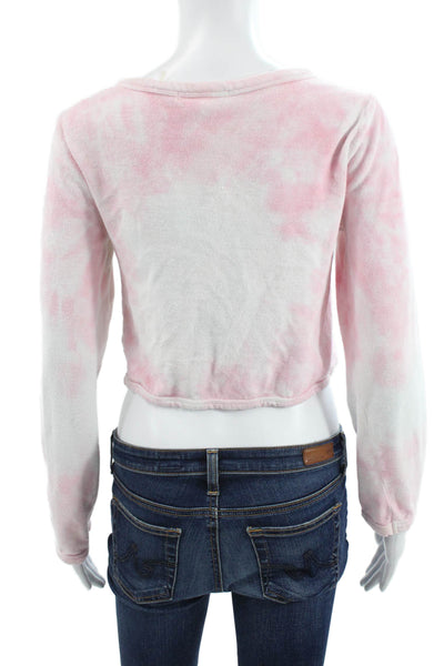 Love Shack Fancy Womens Pink Tie Dye Cardigan 100% Cotton Long Sleeve Size S