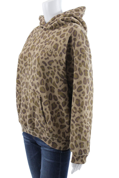 Comfrt Mens Beige Cotton Pullover Hoodie Crew Neck Animal Print Size XL