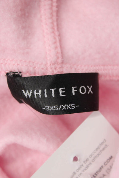 White Fox Women Pullover Hoodie Pink Polyester Crew Neck Long Sleeve Size 2XS
