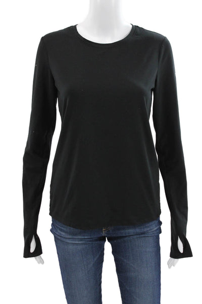 Alo Womens Black Pullover T Shirt Crew Neck Long Sleeve Polyester Size M