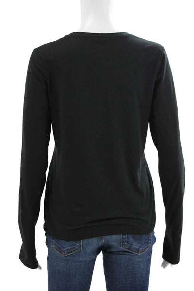 Alo Womens Black Pullover T Shirt Crew Neck Long Sleeve Polyester Size M