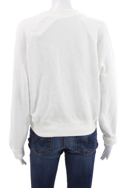 Love Shack Fancy Womens Pullover White Cotton Crew Neck Long Sleeve Size S