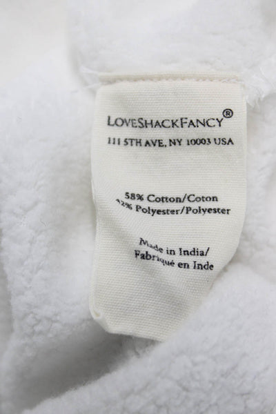 Love Shack Fancy Womens Pullover White Cotton Crew Neck Long Sleeve Size S