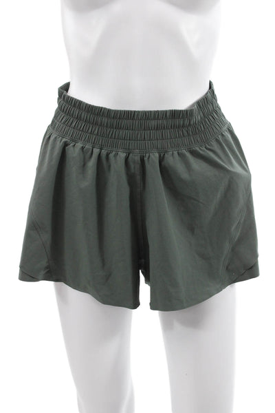 Lululemon Women Athletic Green Polyester Shorts Size S