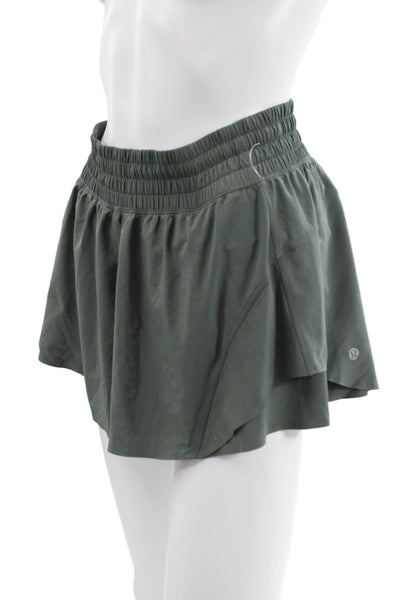 Lululemon Women Athletic Green Polyester Shorts Size S