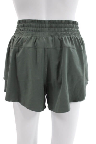 Lululemon Women Athletic Green Polyester Shorts Size S