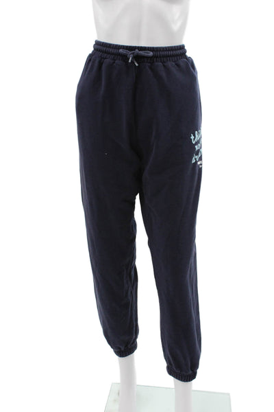 White Fox Women Blue Fleece Joggers Drawstring Inseam 27 Size M