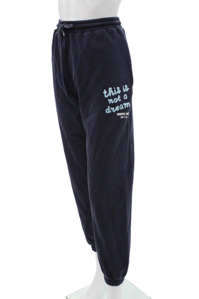 White Fox Women Blue Fleece Joggers Drawstring Inseam 27 Size M