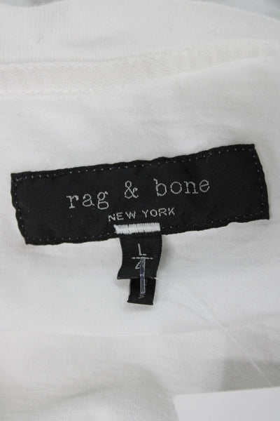 Rag & Bone Men Basic White Crew Neck Graphic T-Shirt Size L