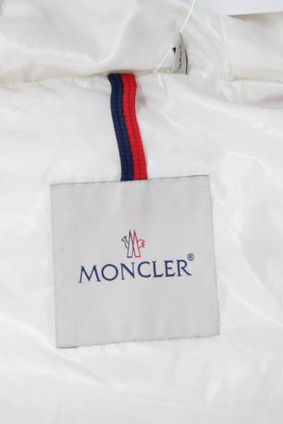 Moncler Boys Front Zip Down Quilted Logo Hooded Vest Jacket Red Size 12