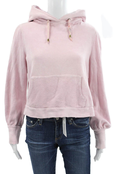 Love Shack Fancy Women Pullover Cotton V Neck Long Sleeve Pink Sweater Size S