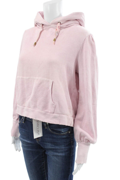 Love Shack Fancy Women Pullover Cotton V Neck Long Sleeve Pink Sweater Size S