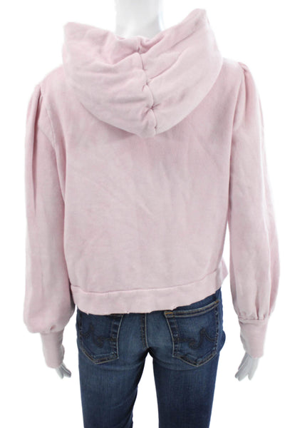Love Shack Fancy Women Pullover Cotton V Neck Long Sleeve Pink Sweater Size S