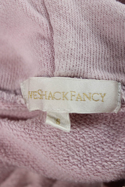 Love Shack Fancy Women Pullover Cotton V Neck Long Sleeve Pink Sweater Size S