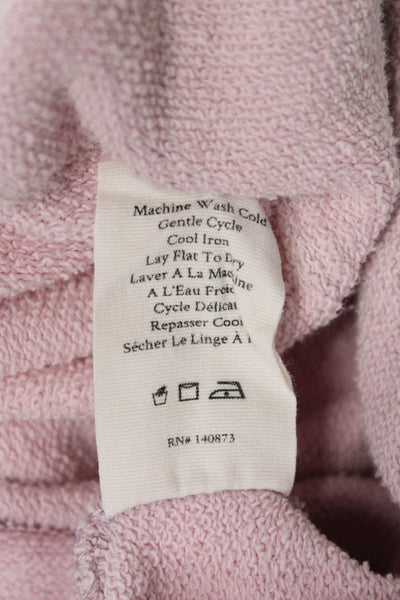 Love Shack Fancy Women Pullover Cotton V Neck Long Sleeve Pink Sweater Size S
