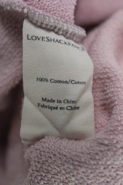 Love Shack Fancy Women Pullover Cotton V Neck Long Sleeve Pink Sweater Size S