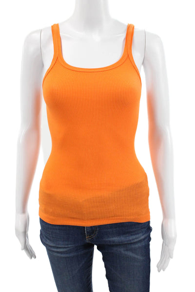 Re/Done x Hanes Women Basic Scoop Neck Cotton Tank Orange Size XS