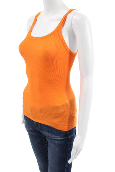 Re/Done x Hanes Women Basic Scoop Neck Cotton Tank Orange Size XS