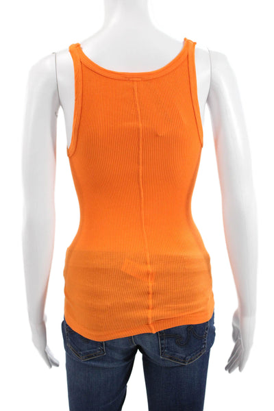Re/Done x Hanes Women Basic Scoop Neck Cotton Tank Orange Size XS
