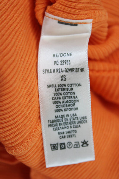 Re/Done x Hanes Women Basic Scoop Neck Cotton Tank Orange Size XS