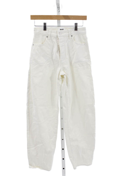 Paige Women Straight Jeans White Mid Rise Button Fly Size 24