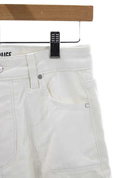 Paige Women Straight Jeans White Mid Rise Button Fly Size 24