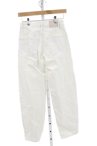 Paige Women Straight Jeans White Mid Rise Button Fly Size 24