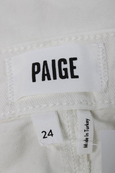 Paige Women Straight Jeans White Mid Rise Button Fly Size 24