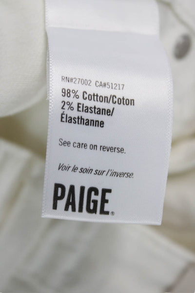 Paige Women Straight Jeans White Mid Rise Button Fly Size 24