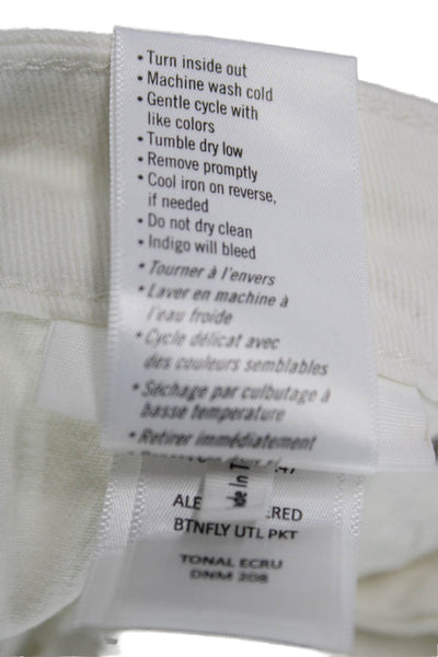 Paige Women Straight Jeans White Mid Rise Button Fly Size 24