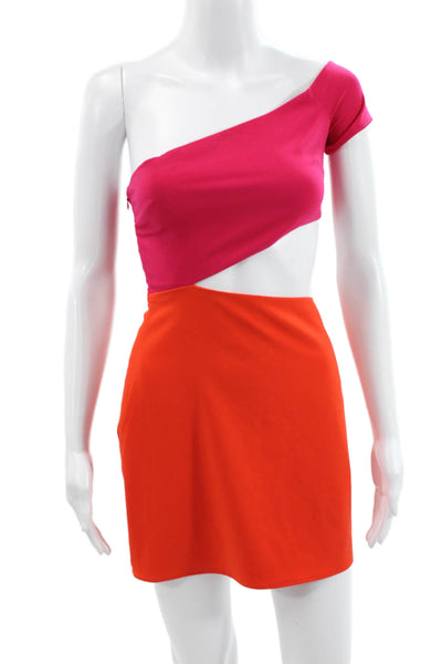 Lovers + Friends Women Bodycon One Shoulder Colorblock Pink Dress Size XS