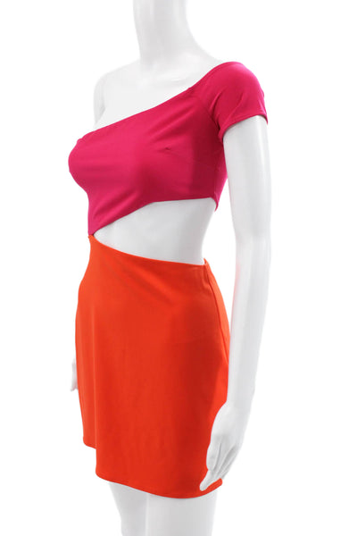 Lovers + Friends Women Bodycon One Shoulder Colorblock Pink Dress Size XS