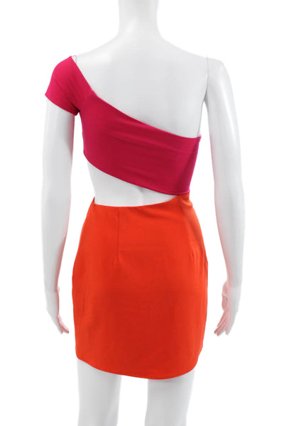 Lovers + Friends Women Bodycon One Shoulder Colorblock Pink Dress Size XS