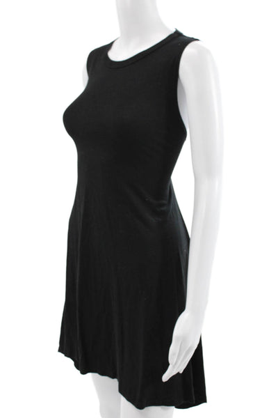 Michael Lauren Women Black Tencel Tank Dress Round Neck Short Size XS